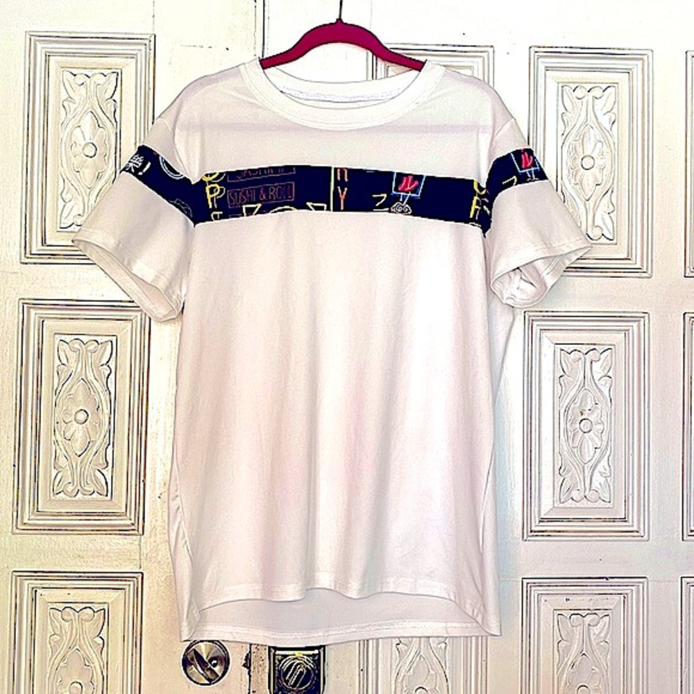 Shein Men Neon Graphic Color-block T-Shirt. Large.